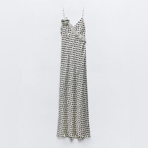 Zara ruffled satin effect polka dot dress size XS